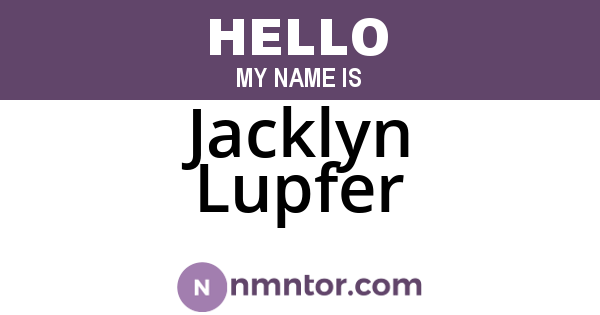 Jacklyn Lupfer