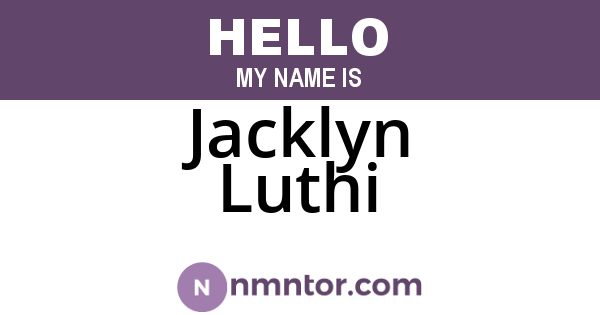 Jacklyn Luthi