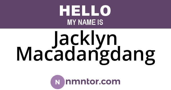 Jacklyn Macadangdang