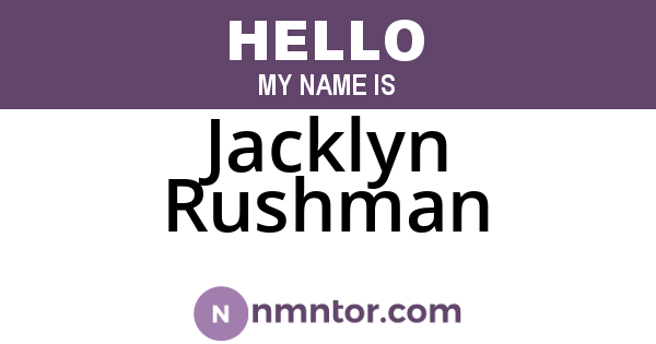 Jacklyn Rushman