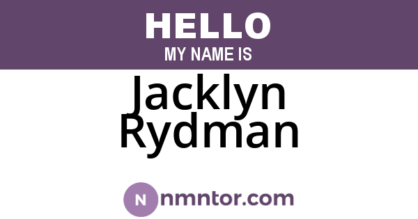 Jacklyn Rydman