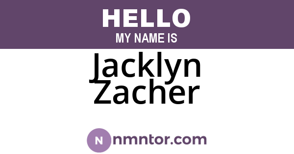 Jacklyn Zacher