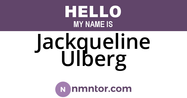 Jackqueline Ulberg