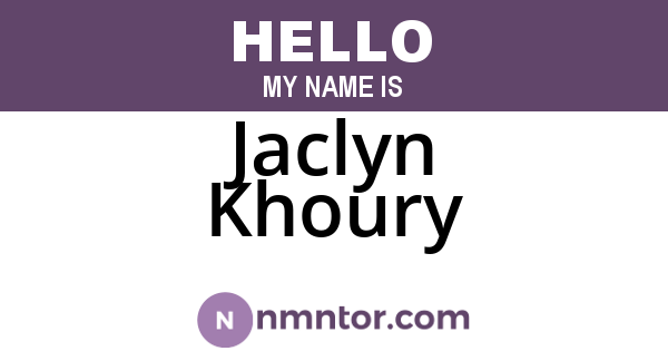 Jaclyn Khoury