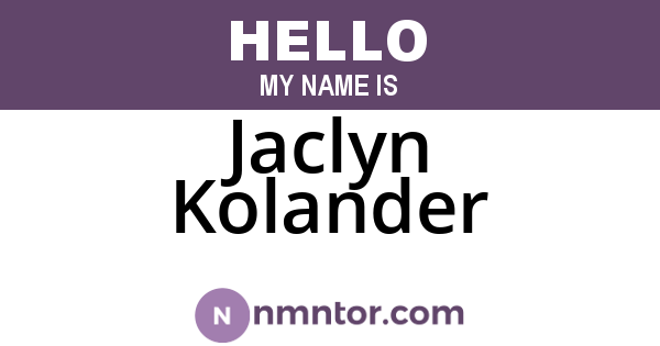 Jaclyn Kolander