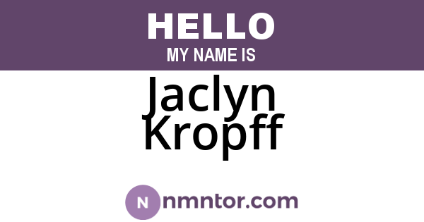 Jaclyn Kropff