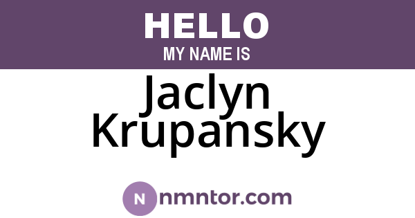 Jaclyn Krupansky