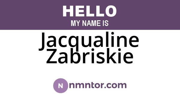 Jacqualine Zabriskie