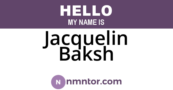 Jacquelin Baksh