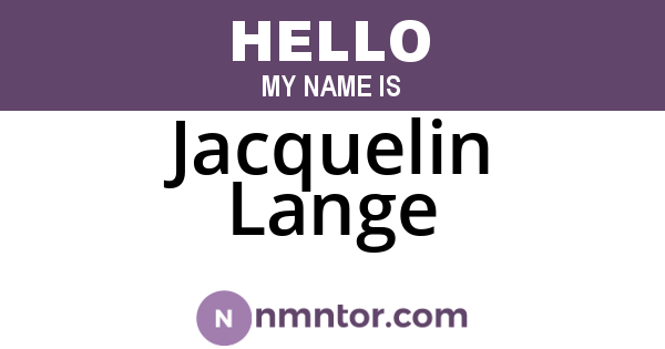 Jacquelin Lange