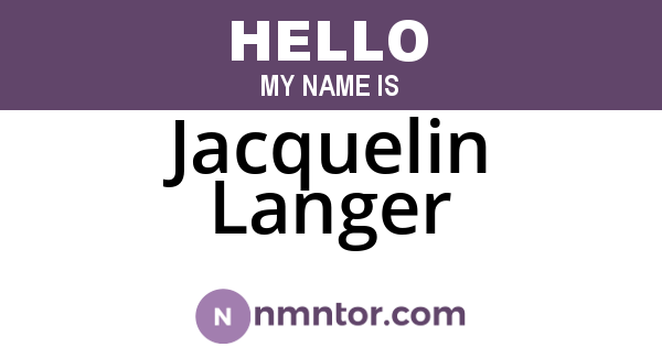 Jacquelin Langer