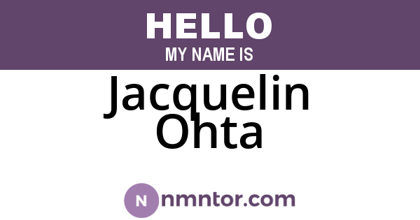 Jacquelin Ohta