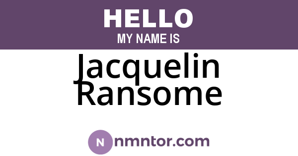 Jacquelin Ransome