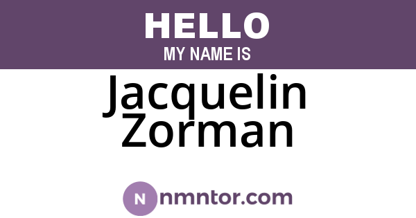 Jacquelin Zorman