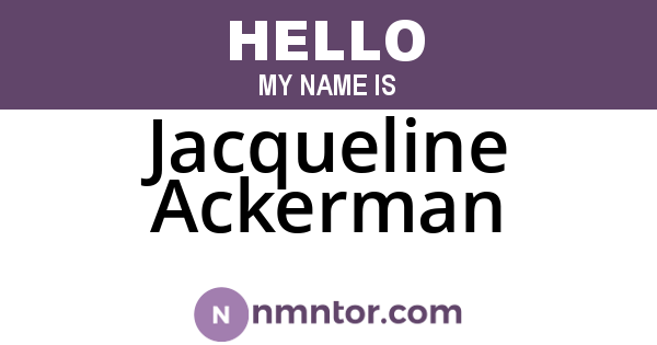 Jacqueline Ackerman