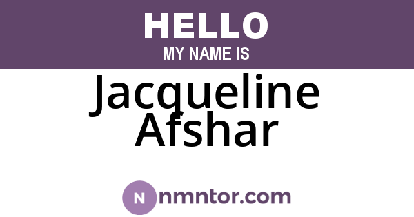Jacqueline Afshar