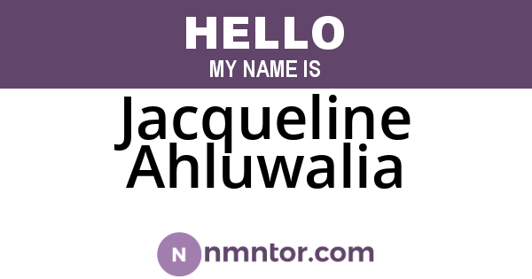 Jacqueline Ahluwalia