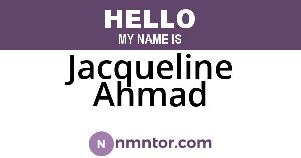 Jacqueline Ahmad