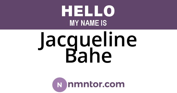 Jacqueline Bahe