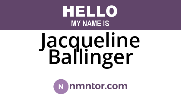 Jacqueline Ballinger