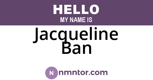 Jacqueline Ban