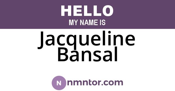 Jacqueline Bansal