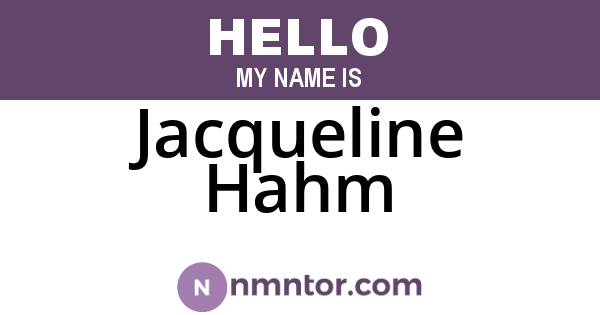 Jacqueline Hahm
