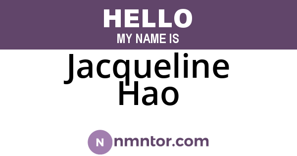 Jacqueline Hao