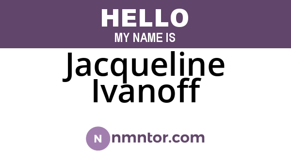 Jacqueline Ivanoff