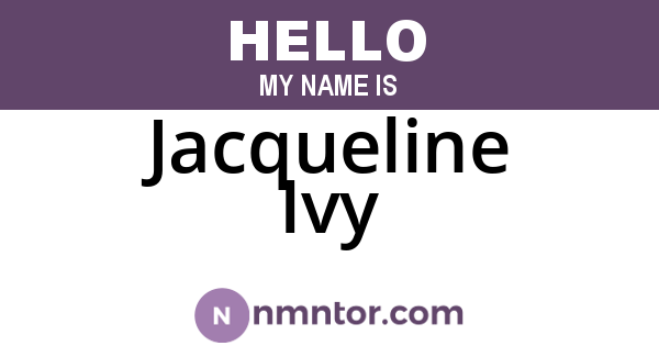 Jacqueline Ivy