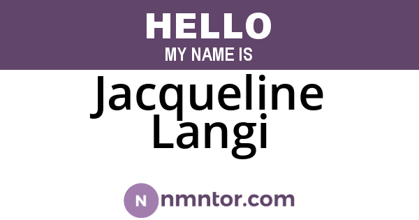 Jacqueline Langi