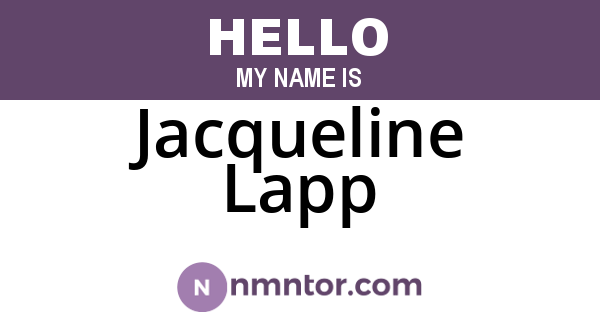 Jacqueline Lapp