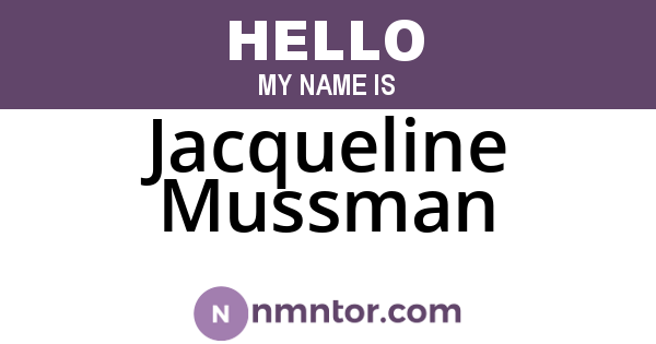 Jacqueline Mussman