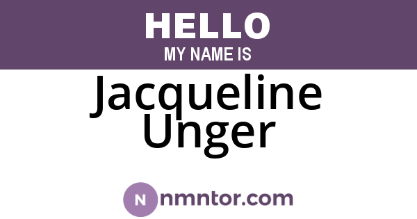 Jacqueline Unger