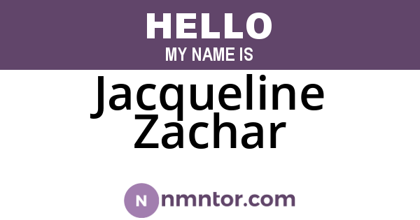 Jacqueline Zachar