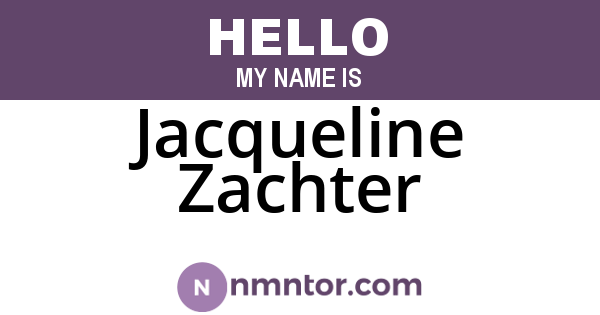 Jacqueline Zachter