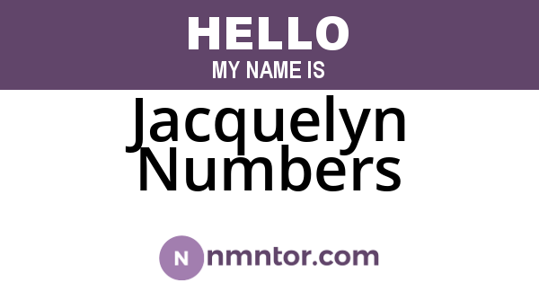 Jacquelyn Numbers