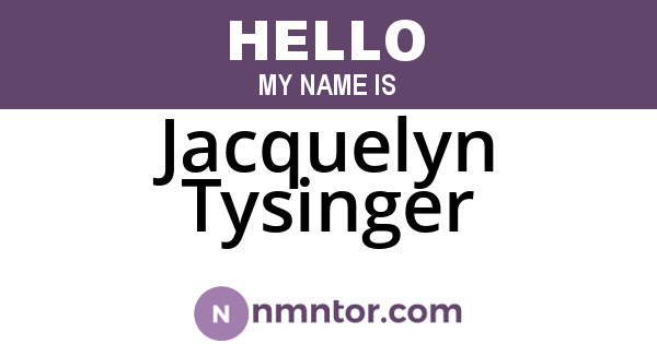 Jacquelyn Tysinger