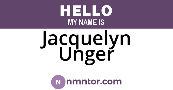 Jacquelyn Unger