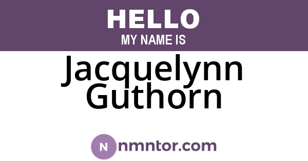 Jacquelynn Guthorn