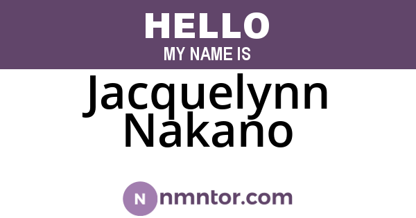 Jacquelynn Nakano