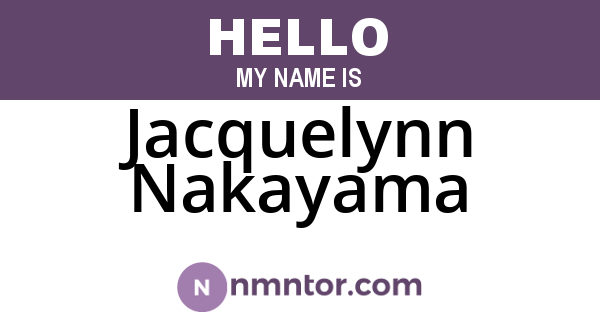 Jacquelynn Nakayama