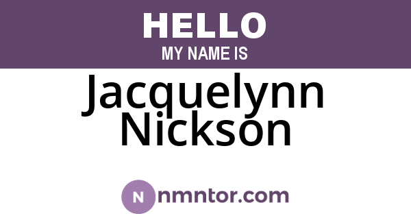 Jacquelynn Nickson
