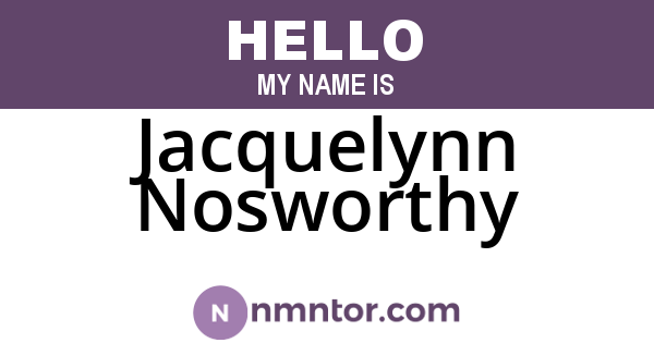 Jacquelynn Nosworthy