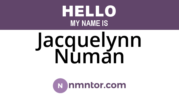 Jacquelynn Numan