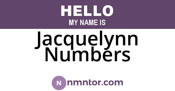 Jacquelynn Numbers