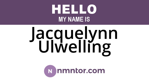 Jacquelynn Ulwelling