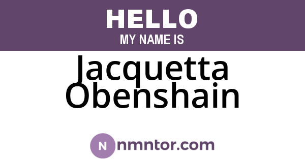 Jacquetta Obenshain