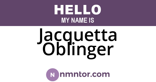 Jacquetta Oblinger