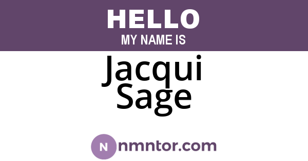 Jacqui Sage